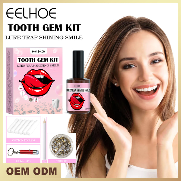 Tooth Gems Kit ，Skinande DIY-tänder ädelstenar med platt botten, rund ädelstenstil DIY-tandsmyckeskit Konstgjorda fashionabla kristalltandprydnader