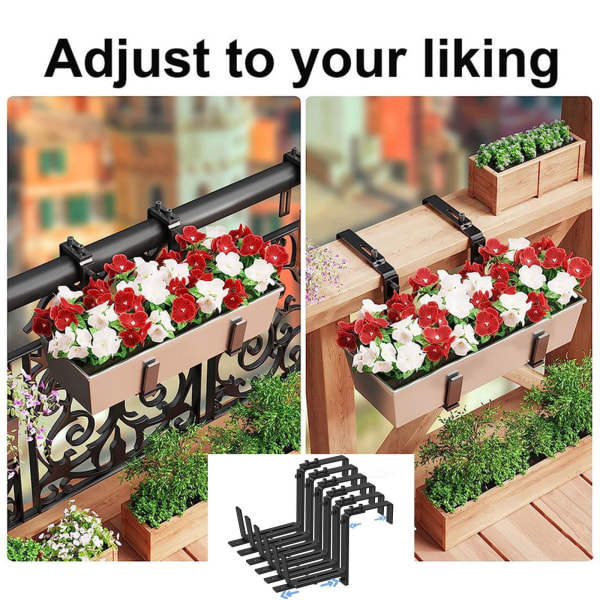 Justerbare rækværk til plantekassebeslag - Ideel til altaner, hegn og haver, sort sommerfugledesign 2pcs