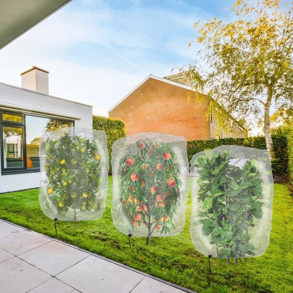 2 pakke hage insektnett plantedeksel med snøring - frukttrenett for å beskytte planter frukt sitrusblomster fra insekter fugler spiser 80x120cm 4pcs