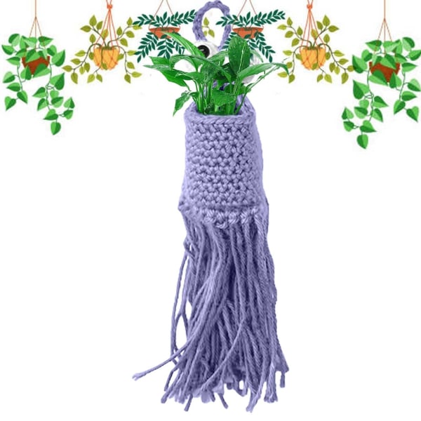 Virkattu Alien Plant Ripustin Kylpyhuoneen säilytyspussi Virkattu kuvio Virkattu Riippuva autonripustin Peili tai Ripustin Ripustettava Planter Virkkaus green big