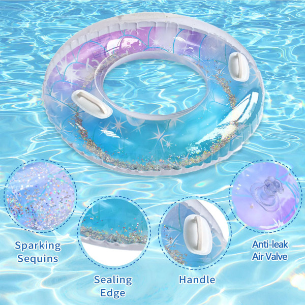 Oppblåsbare ringer for voksne Kjølig sommer Store vann gummibåter Gummi Stjernehimmel Pool Ring med paljetter Strandringer Floaties A