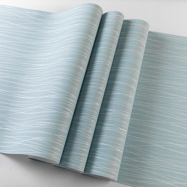Modern Enkel Nonwoven 3D Tapetrulle Glitter Metallic Stripe Texture Himmelsblå Flocking Stripe Tapeter för sovrum Vardagsrum Beige 4D