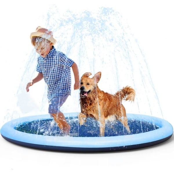 Non-slip Splash Mat for Kids and Dogs, Thickened Fountain, Summer Outdoor Water Toys - Fun Backyard Fountain Play Mat for Babies, Girls A