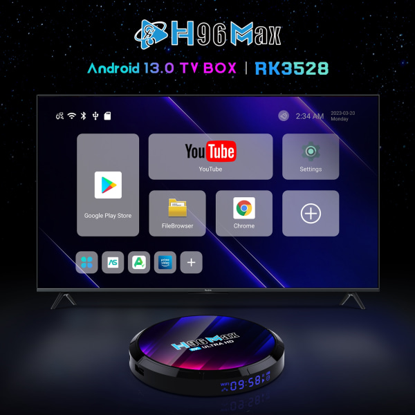 Android TV Box H96 MAX RK3528 2.4G/5.8G WiFi6 BT5.0 8K Video LED Set Top TV Box Amyking Market Amyking Market (157) 2GB/16GB EU plug