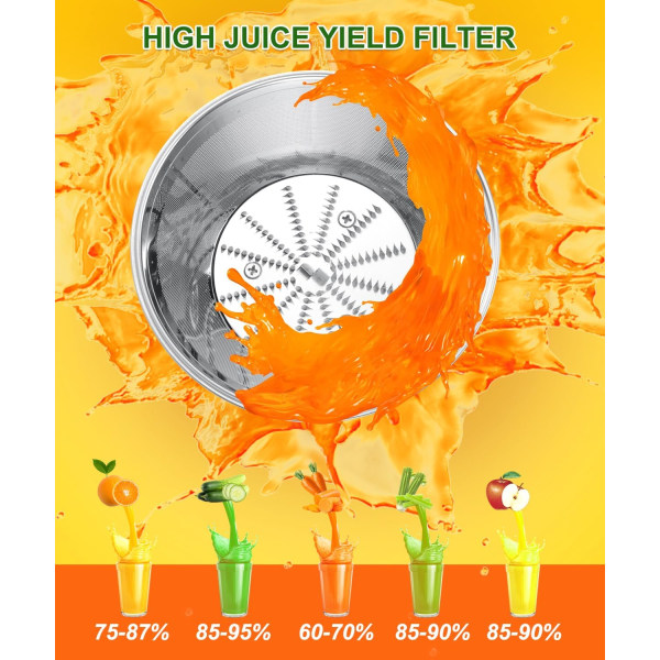 Juicer, 600 W Juicermaskin med 3,5 tum bred ränna för hela frukter, högavkastande juicepress med 3 hastigheter, lätt att rengöra med rengöringsborste red