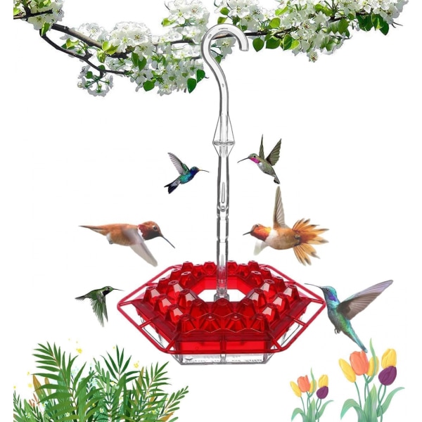 2024 New Mary's Hummingbird Feeder med abborre och inbyggd myrgrav, 30 matarportar, lätt att rengöra, utomhushängande trädgårdsdekoration purple