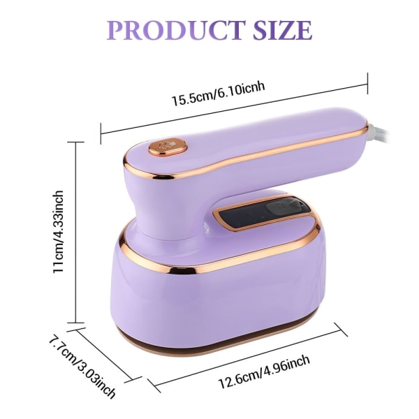 Mini Travel Steamer Strykjärn - Bärbar handhållen Steamer för kläder - Kompakt storlek, Perfekt för resor, College Sovsal, Hem - Elektrisk Garment Steamer Purple US plug