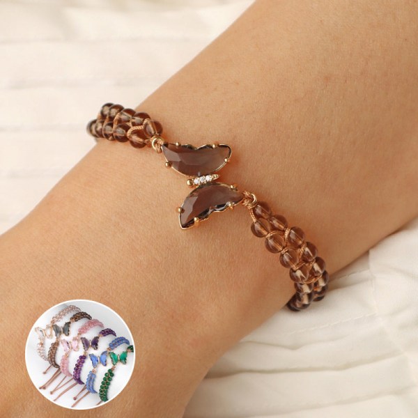 Healing Crystal Butterfly Armband, Chakra Crystal Armband for Women 4 mm Jul Födelsedagspresent för kvinnor FA0323