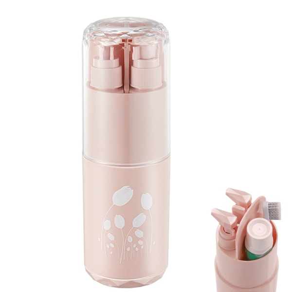 5-in-1- set minimalistiseen järjestäytyneeseen matkustamiseen, kannettavat matkailuhammasharjakotelot, retkeilytyömatkoille Pink