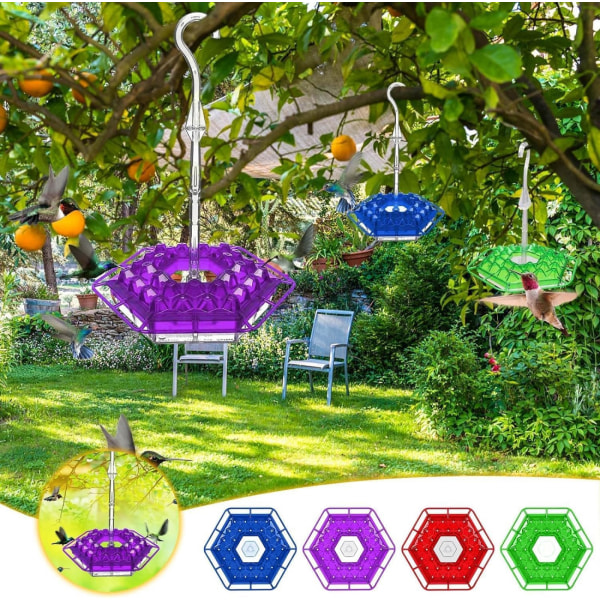 2024 New Mary's Hummingbird Feeder med abborre och inbyggd myrgrav, 30 matarportar, lätt att rengöra, utomhushängande trädgårdsdekoration purple