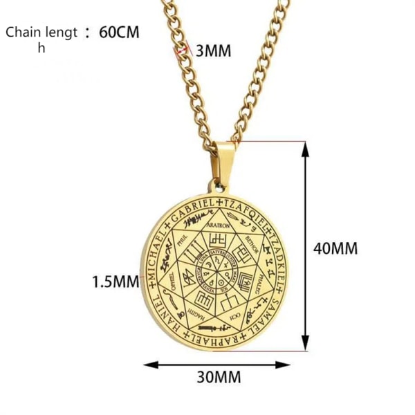 7 Erkeengler Hanger Smykker Salomos Segl Tetragrammaton Menn Engler Segl Halskjede Segl Av Syv Erkeengler Talisman Halskjede Sølv gold