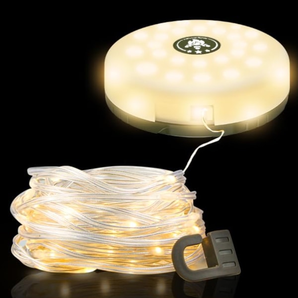 2-i-1 LED-campinglykta och fairy-ljus - Vattentät och bärbar för utomhusbruk - USB uppladdningsbar multifunktionell campinglampa! warm 10M