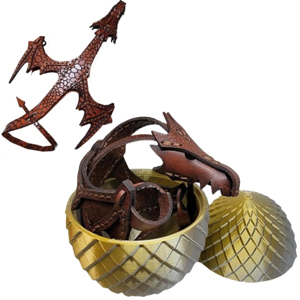 Læder hånd drage armbånd, justerbar drage hånd manchet armbånd smykker Cosplay læder armbånd, armbånd + gylden æggeskal a4xgoldeneggshell