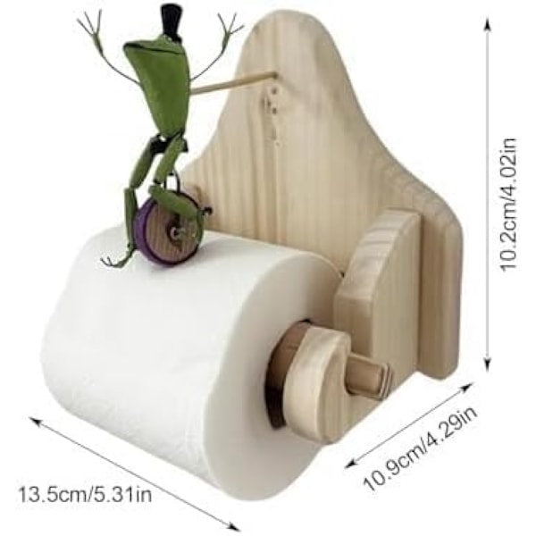 Frø på enhjulet vægmonteret papirrulleholder: kreativ, sjov toiletpapirholder med gentleman Frog ridecykel
