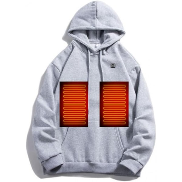 Värme Unisex Uppvärmd Hoodie, USB Uppvärmd Pullover Casual Hoodie Warm Top Eluppvärmd jacka för höst och vinter Grey