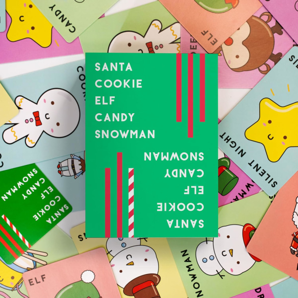 Familjebrädspel - Santa Cookie Elf Candy Snowman - Roliga resekortspel för barn och vuxna - Perfekt för födelsedagspresenter och familjens spelkväll