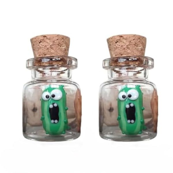 Handgjord miniglas som skriker pickle på flaska - skulptur för känslomässigt stöd, perfekt present till pickleälskare! (2st)