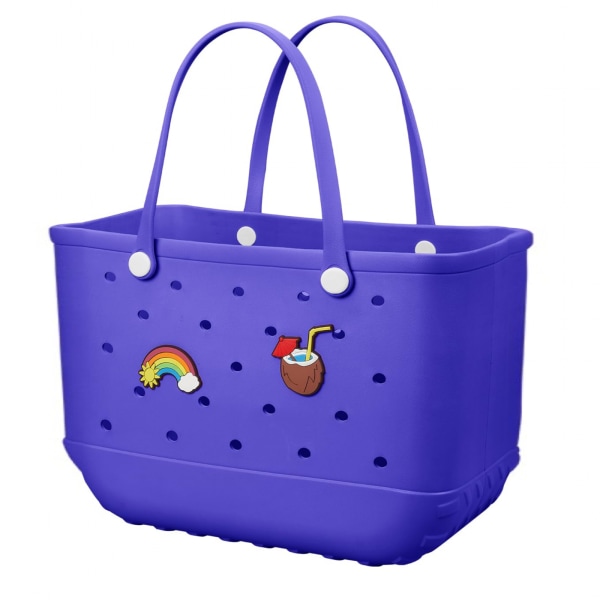 Beach Bag Gummi Tote Bag - Vanntett reiseveske for kvinner Vaskbar Tote Bag Håndveske for Sports Beach Market Pool Purple large