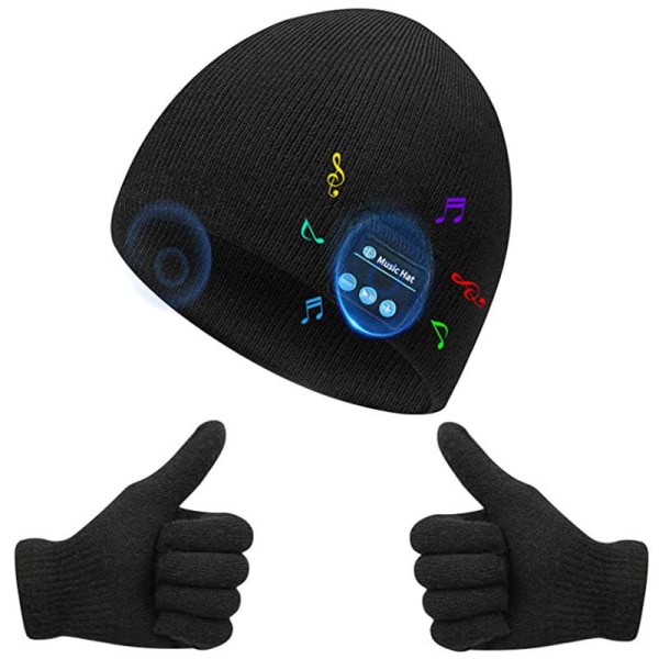 Bluetooth Beanie Hat trådlösa hörlurar för utomhussport julklappar black