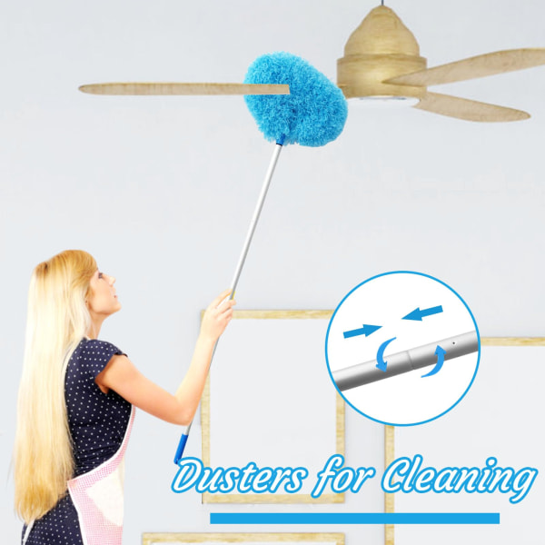 Genanvendelig mikrofiber loftsventilator med justerbar forlængerstang - perfekt til rengøring af vægge, møbler og mere - ideel til svenske kunder