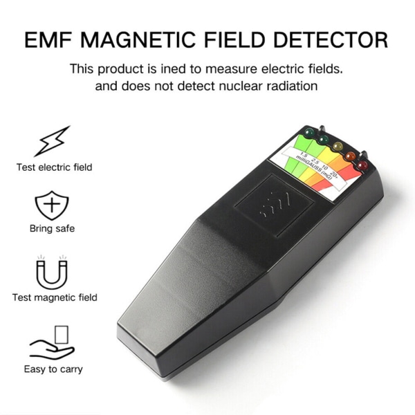 LED EMF-mätare Magnetisk fältdetektor Spökjakt Paranormal utrustning Magnetisk fältdetektor för spökjakt och övernaturliga undersökningar Balck