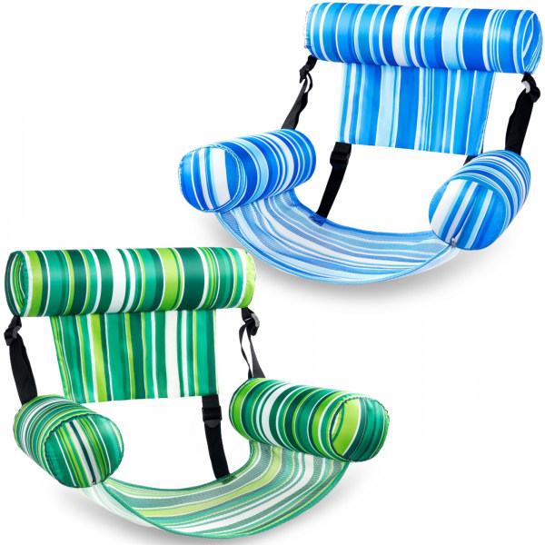 Poolflottor för vuxna, 1-pack uppblåsbar poolsäng, uppblåsbar poolflottor för vuxna, flytande vattenstol för poolfest sommarvattennöje Leaves blue