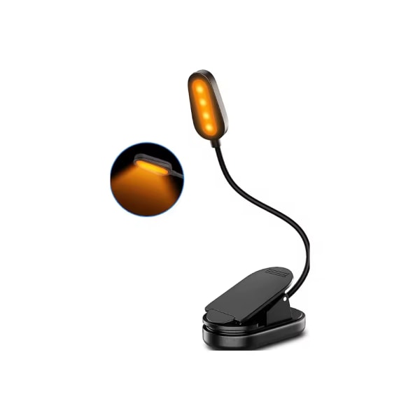 Uppladdningsbar USB LED-bordslampa med peksensor, 360° flexibel läslampa med clip-on för böcker, säng, surfplatta - Perfekt för svenska läsare! BLACK