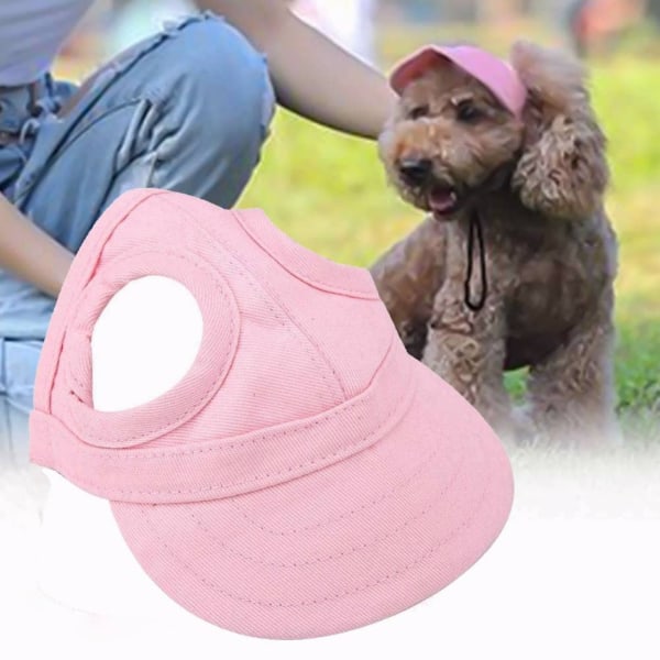 Solskyddande hatt för husdjur med justerbar rem pink M