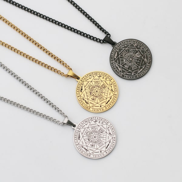 7 Ærkeengle Vedhæng Smykker Salomons Segl Tetragrammaton Mænd Engle Segl Halskæde Segl Af Syv Ærkeengle Talisman Halskæde Sølv Steel