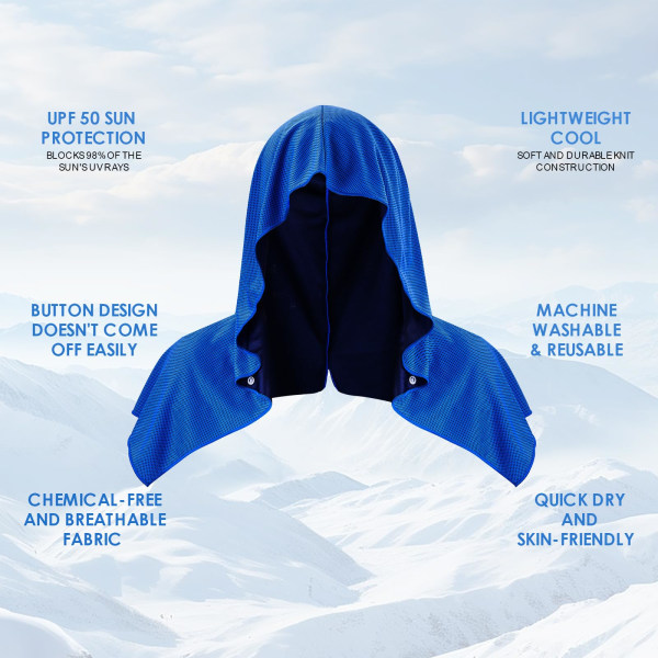 Kjølende hettehåndkle for menn, kjølende håndklær for nakke og ansikt UV-beskyttelse, hurtigtørkende absorberende sportstrening camping sykling kjølende nakkeomslag a4
