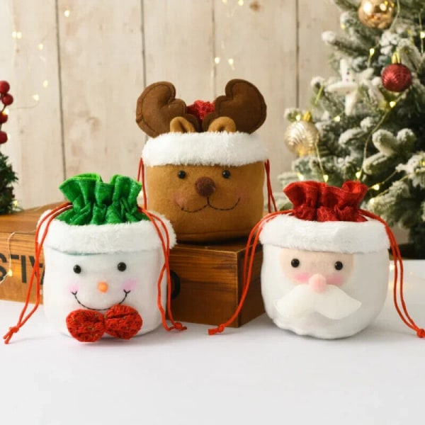 3st Julhandväska Jultomten Snögubbe Älgväska Äppelpaket Present Nytt