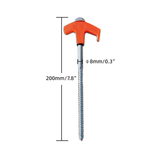 8" innskruing av teltstaker - bakkeankere Skru inn borbare teltstaker Heavy Duty teltplugger Campingstake