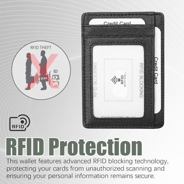 Kortholder med RFID-beskyttelse Ægte læder Svart Sort