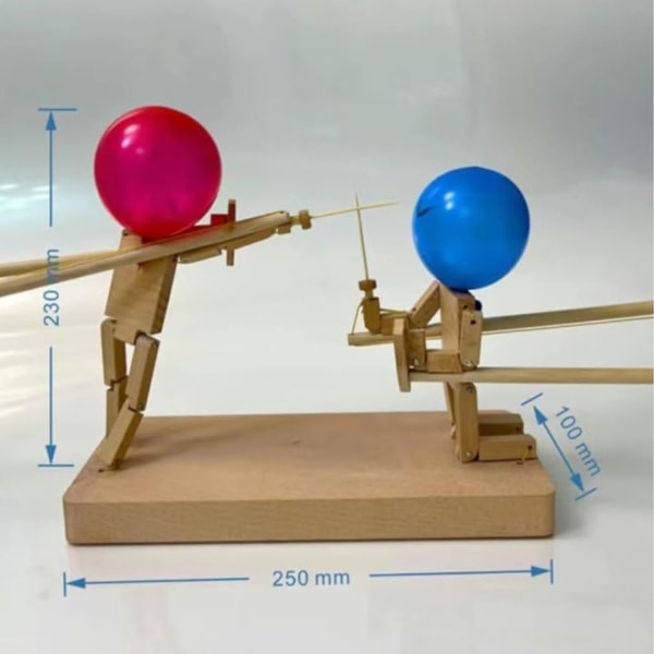 Balloon Bamboo Man Battle - Nya 2024 handgjorda fäktdockor i trä - 2-spelares träbots Battle Game - Spännande ballongkamp 3mm