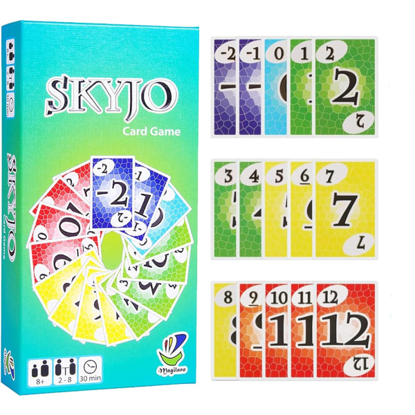 Skyjo kortspel, familjer roliga brädspel, 2-8 spelare familj underhållande brädspel Resespel fördriv tiden för barn och vuxna