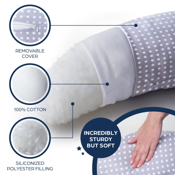 Graviditetspude med 100 % polyester fyldmateriale - Pude til amning, hyggelige ammepuder til babyer White Star