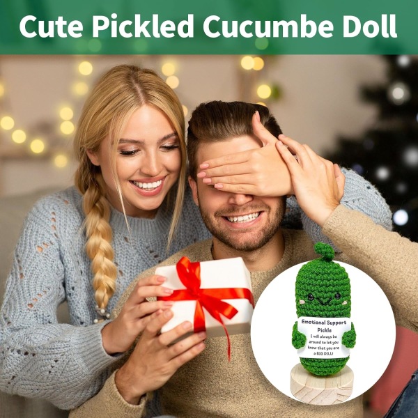 Handgjord känslomässigt stöd inlagd gurka present, söt virkad julgurka stickad docka prydnader, rolig minska trycket pickle leksak 4pcs