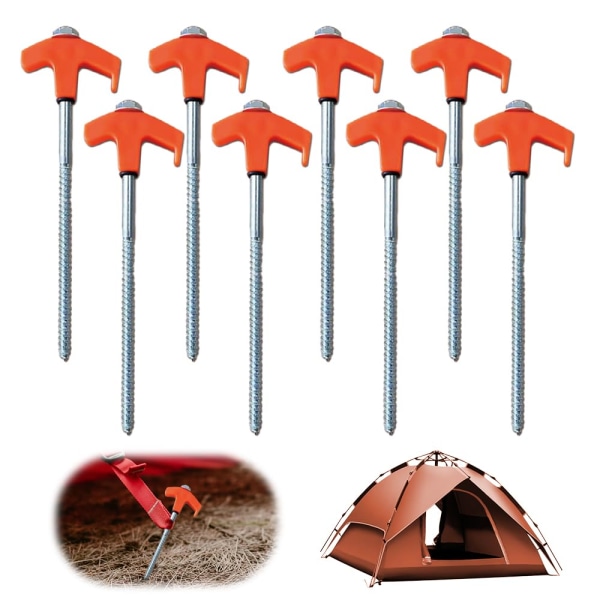 8" innskruing av teltstaker - bakkeankere Skru inn borbare teltstaker Heavy Duty teltplugger Campingstake