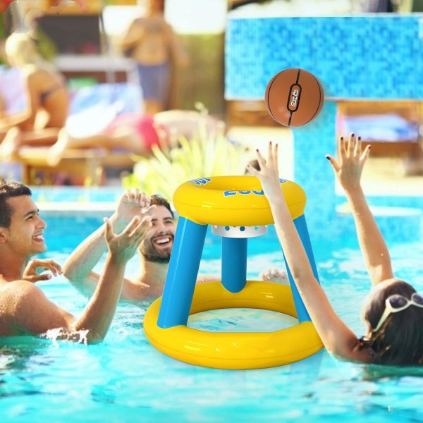 Pool Floats Leksaker Spel Set - Flytande Basket Hoop Uppblåsbar Cross Ring Toss Game Leksaker för barn Vuxna Simbassäng Vattenspel