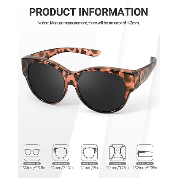 Polarized Fitover Sunglasses for Women, Trendy Round Frames to Wear Over Glasses with UV Protection brown