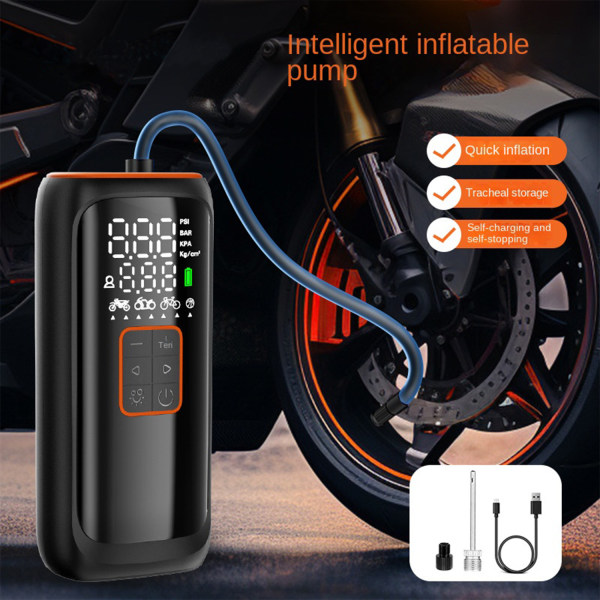Elektrisk cykelpump, 150PSI däckpump Bärbar luftkompressor med automatisk avstängning och LCD-skärm, elektrisk luftpump för motorcykelcykel bilboll