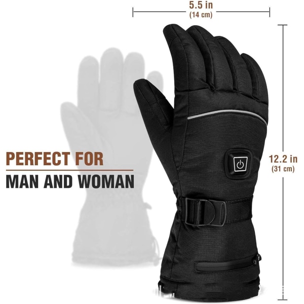 Batteriuppvärmda handskar för kvinnor män, vattentåliga thermal värmehandskar, batteridrivna eluppvärmda