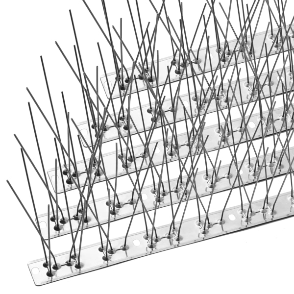 Lintupiikit ruostumattomasta teräksestä valmistettulla pohjalla, kestävät lintua karkottavat piikit Arrow Pigeon Spikes -aitasarja pienlintujen, varisten ja tikkien pelottamiseen 24cmx5pcs