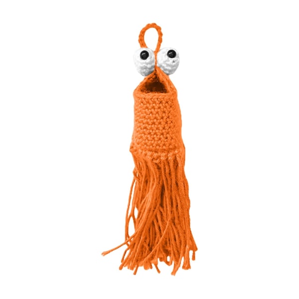 Virkattu Alien Plant Ripustin Kylpyhuoneen säilytyspussi Virkattu kuvio Virkattu Riippuva autonripustin Peili tai Ripustin Ripustettava Planter Virkkaus orange Small