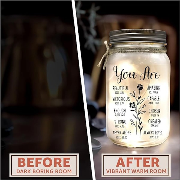 Mason Jar Lights -lahjat äitienpäiväksi – joulukoristeita lahjat Bestielle, moomille, parhaalle ystävälle, soul-sisarelle, lainoppineelle, työparhaalle, työtoverille B