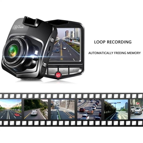 Dashcam Bilkamera Dashboard Full HD 16GB SD-kort videoopptaker Black and16G