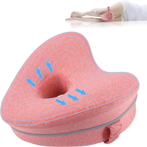Ergonomisk rygsøjlepude Knæpude, Memory Foam Benpude med stropper til sidesove, Hofte Sovepude, Leg Positioner Elevation Pude Pink