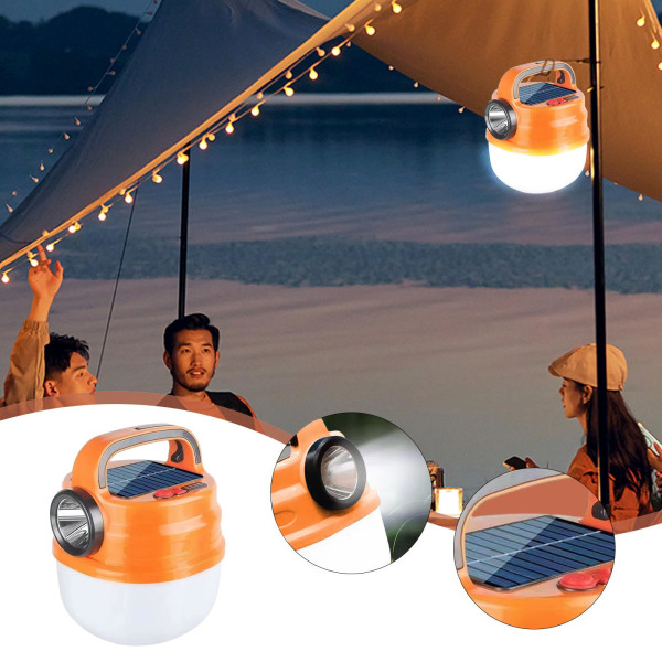 Solar Lantern USB Uppladdningsbar Outdoor Camping Tält Vandring LED Light Mini Laddningsmodeller Blue