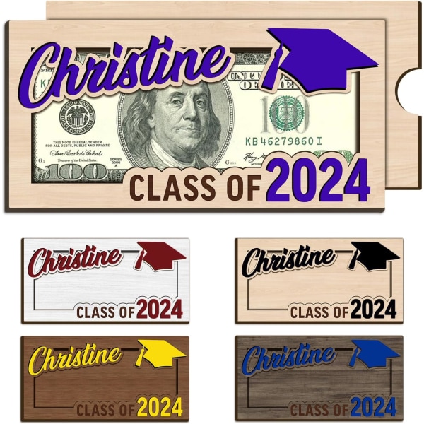 Personlig gradueringspengeholder brugerdefineret afgangskortkasse i træ Kontantholderkonvolut klasse 2024 Seniorpengegave til kandidater Stlye 05