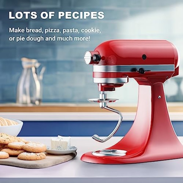 Polert Deigkrok i Rustfritt Stål for KitchenAid Kjøkkenmaskiner, Passer 4,5-5 Qt Tilt-Head Kjøkkenmaskiner for KitchenAid Deig